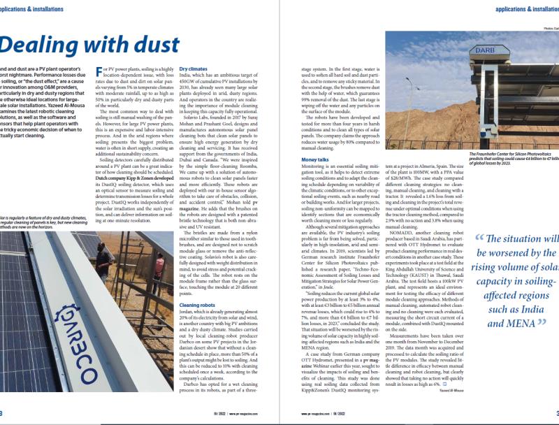 Darbco Company and its technology were featured in the article of the most prominent international energy magazines (PV magazine).